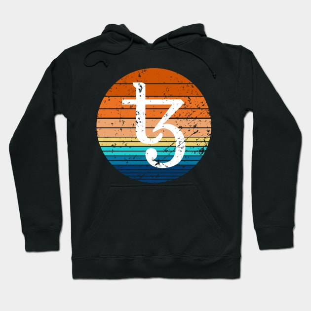 Tezos Cryptocurrency DeFi XTZ Crypto Vintage Sunset Hoodie by BitcoinSweatshirts